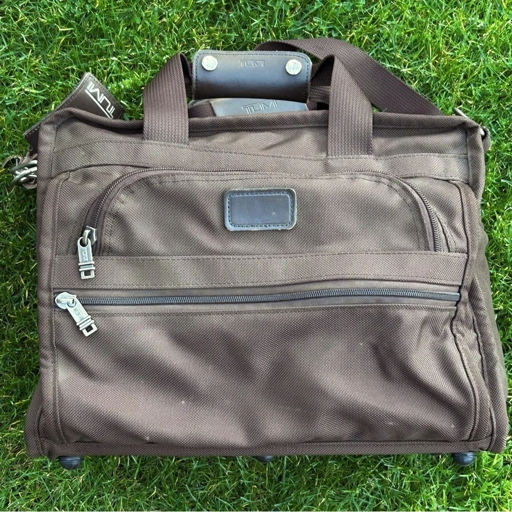 TUMI Canvas and Leather Carryon Duffle Travel Bag Chocolate Brown | Made in USA